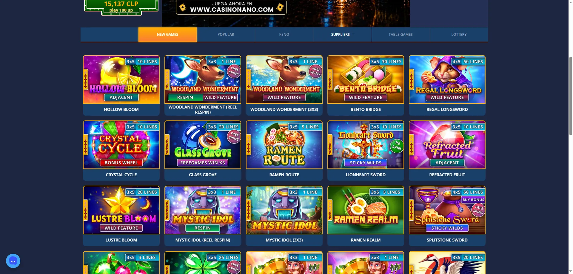 Juegos de casino online Nano Casino &mdash; tragamonedas y mesa en CLP
